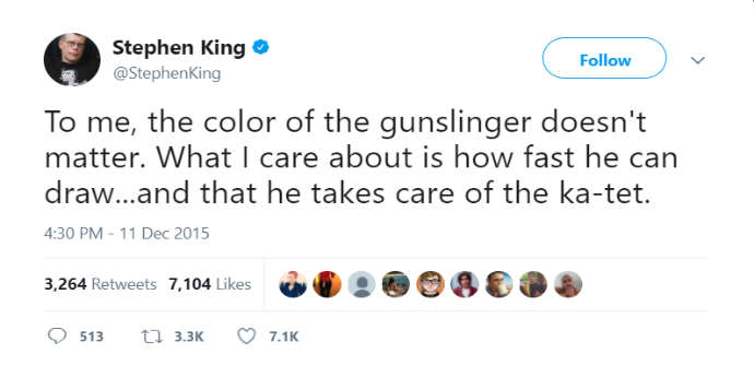 Tweet by author Stephen King