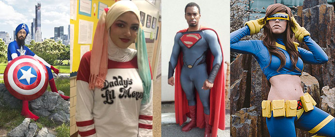 Muslim Harley Quinn and Captain America plus Black Superman and Female Version of Cyclops